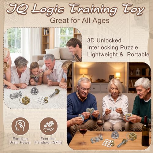 Wettarn 9 Pcs Metal Brain Teasers 3D Steel Puzzle Set, Novel Style - style: Novel Style