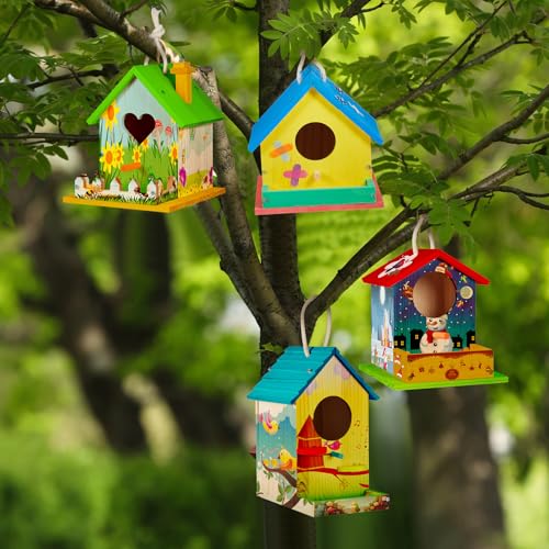 Juexica 4 Pack DIY Birdhouse Kits for Kids 8+ Build and Paint, Assorted - style: Assorted