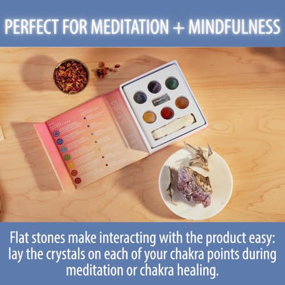 Crystal Collection Chakra Stones Set with Amethyst; Sodalite; Blue Kyanite; Green Aventurine; Yellow Jade; Carnelian; Red Jasper, Set of 7 - color: Chakra