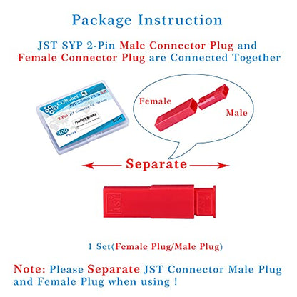CQRobot JST SYP 2.5 mm Pitch 2-Pin Electronic Connector IC Male Plugs, Female Sockets Housing and Male/Female T-Shaped Crimp Terminal Kit. 50 Sets/300 Pieces Wire-Wire Adapter Cable Assembly. - size: 2P, style: SYP-N