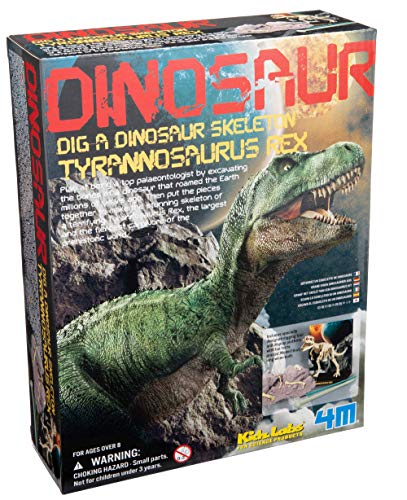 4M Tyrannosaurus Rex Skeleton Kit for Kids Ages 8-12 – T-Rex Fossil Excavation Set with 12 Realistic Bones, STEM Paleontologist Digging Kit with Hammer, Chisel & Brush, Educational Gift