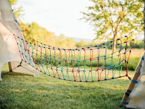 Rambler Rope Bridge - for Kids Outdoor Play, Rope Bridge for Playground, Treehouse and Backyard, Kids Rope Climbing Jungle Gym, 14 Ft UV Protected Nylon Rope, Rated for 250 lbs