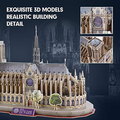 CubicFun 3D Puzzles for Kids Ages 8-10 - Notre Dame de Paris - color: Brown
