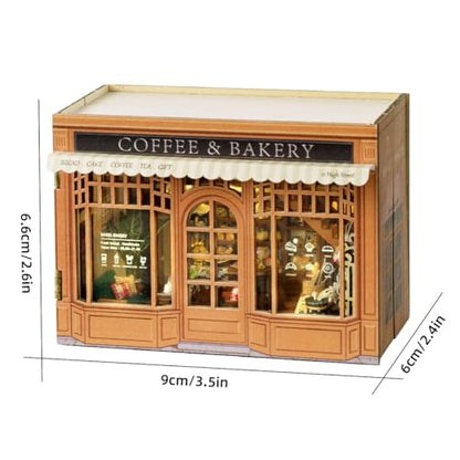 DIY Miniature Dollhouse Kits - Wooden Mini Model House with LED Lights, Tiny Furniture & Accessories – Craft Building Kits for Teens & Adults (Bagel Time) – Birthday Valentine's Gift - style: Bagel Time