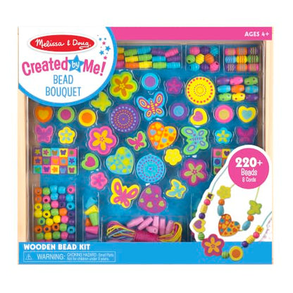 Melissa & Doug Created by Me! Bead Bouquet Deluxe Wooden Bead Set with 220+ Beads for Jewelry-Making Kits for Kids 4+ - FSC Certified