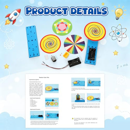 Outus 12 Pack STEM Craft Set for Kids 8-12 Newton's Color Disc Kits STEM Robot Kit Toys Educational Robotics DIY Project for Kids Classroom Activities Science Experiments and School Clubs
