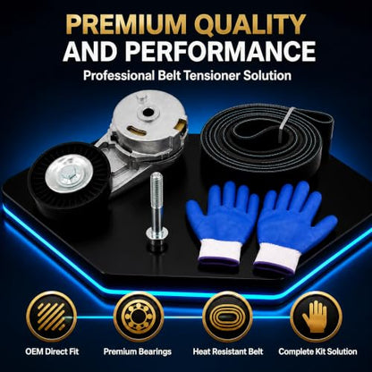Serpentine Belt Drive Kit with Tensioner Compatible with Chevrolet Malibu 2005-2012 Classic 2005, Pontiac G6 2006-2010 Solstice, Saturn Aura Sky 2.0L 2.2L 2.4L, Replace 38177 24430296 5PK1021 - size: T38177+5PK1021