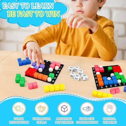 STEM Puzzle Game The Brain Square with 160000+ Solutions Pattern Matching Blocks Brain Teaser Toy Roll Dice & Race Your Opponent to Fill Grid for Kids Birthday (Single Player) - color: 1_player