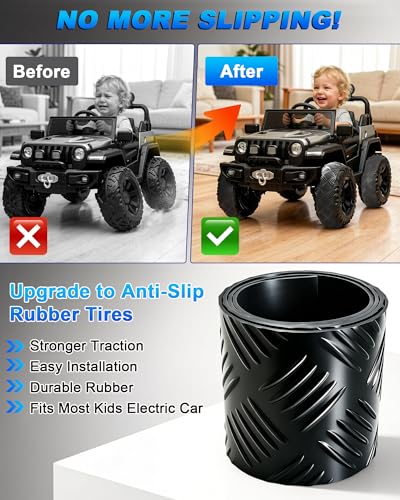 2 Pcs Kids' Electric Car Tire Grips, Rubber Tire Upgrade Kit