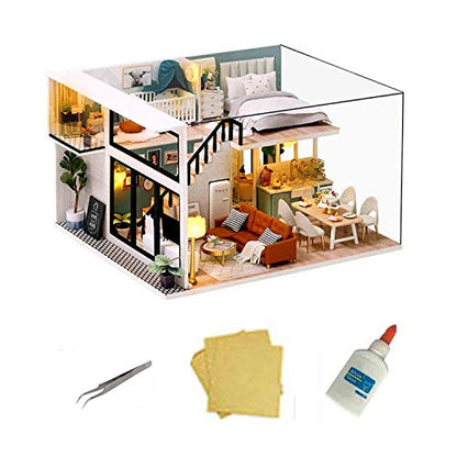 MAGQOO 3D Dollhouse Miniature with Furniture, DIY House Kit with Dust Proof 1:24 Scale Creative Room Idea (Comfortable Life) - color: Comfortable Life