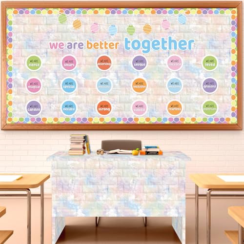 Graffiti Wall Bulletin Board Paper Roll Pastel Brick Gradient Stone Bulletin Board Background Back to School Classroom Decor Poster for Art Craft DIY Projects Home Office Party Supplies 17.7in x 20ft - style: Pastel Brick