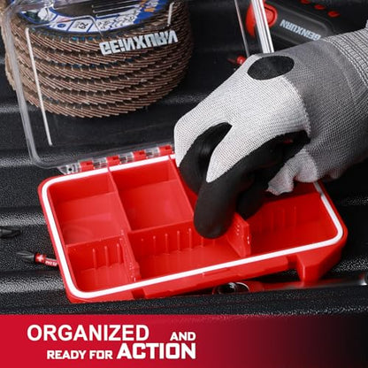 Geinxurn IPX4 Waterproof Small Storage Parts Organizer, Small Parts Case with Removable Dividers, Screwdriver Bit Set Box(2 Boxes) - size: 2pcs Box