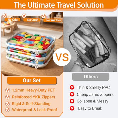 YQBRAO 2-Piece Large Clear Hard Shell Zipper Case Set, White - color: White, size: LL