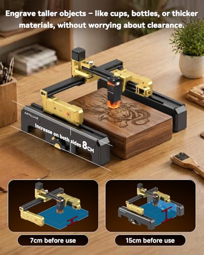 T1-P Foldable Laser Engraver 3000mW Laser Engraving Machine - color: Gold-3w With Riser Kit