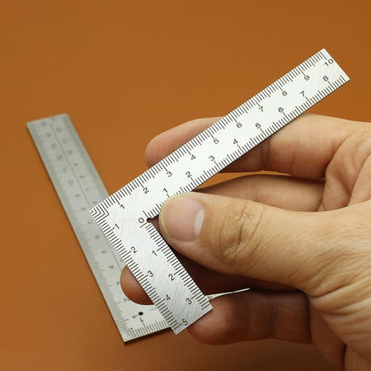 2Pcs Precision Stainless Steel L-Shaped Ruler, Double-Sided High Accuracy Measuring Tool for Leather Craft & DIY Projects