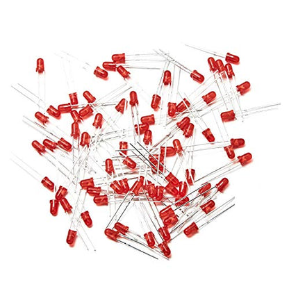 CHANZON 100 pcs 3mm Red Diffused LED Diode Lights (DC 3V 20mA) - color: G) Red-red (100pcs)