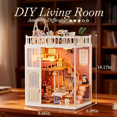 DIY Miniature Doll House Kit, 179 Pcs Dollhouse Furniture for Women, Tiny House with LED, Arts and Crafts for Adults, Birthday Gift Party Present - style: Apartment