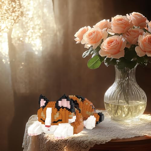 Larcele 1027 Pcs Tortoiseshell Cat Pet Micro Blocks Toy for Kids 8+ KLJM-05 - style: Tortoiseshell Cat