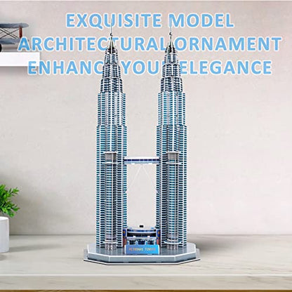 3D Puzzles for Adults Kids, Assembly Malaysia Petronas Twin Towers - style: Petronas Twin Towers