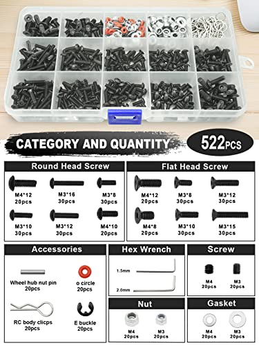 RC Tool Kit, Screwdriver Set (Flat, Phillips, Hex) RC Repair Tools - 27pcs - color: Black