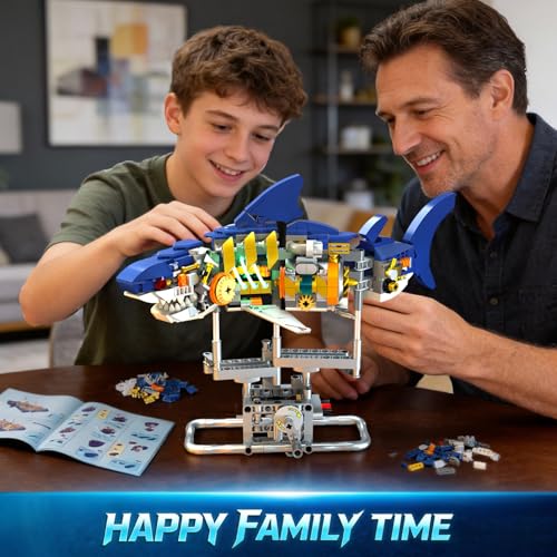 INSOON Mechanical Shark Building Set STEM Toy with LED Light for Boys 8-12+