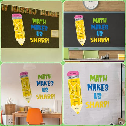 Mooliwe 32 Pcs Math Bulletin Board Pencil Cutouts Classroom Decor