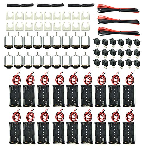 EUDAX 18 Set DC Motors Kit,Mini Electric 1.5-3V 24000RPM Hobby Motor with AA Battery Holder for STEM DIY Toy