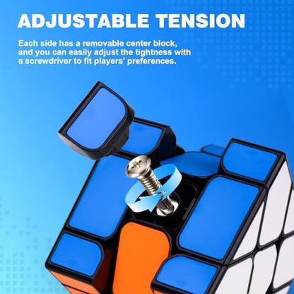 AuntyFey 7 Pack Magic Speed Cube Set - 2x2, 3x3, 4x4 Cube, Pyramid Triangle Megaminx Speed Cubes for Kids & Adults - style: 7 Pack