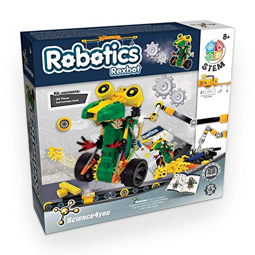 Science4you Robotics Rexbot - Robot Building Toy for Kids Age 8-14, Kit with 106 Pieces to Build Your Own Robot and Make it Move, Science Kit and STEM Toy for Kids 8+ Years Old - style: Rexbot