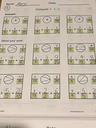 Channie's Visual One Page A Day Level 1 Fraction Practice Workbook, Practical Color-Coded Single & Double Digit Fractions Workbook, Grade 3-5, Easy Tear-Off Worksheets, 50 Pages