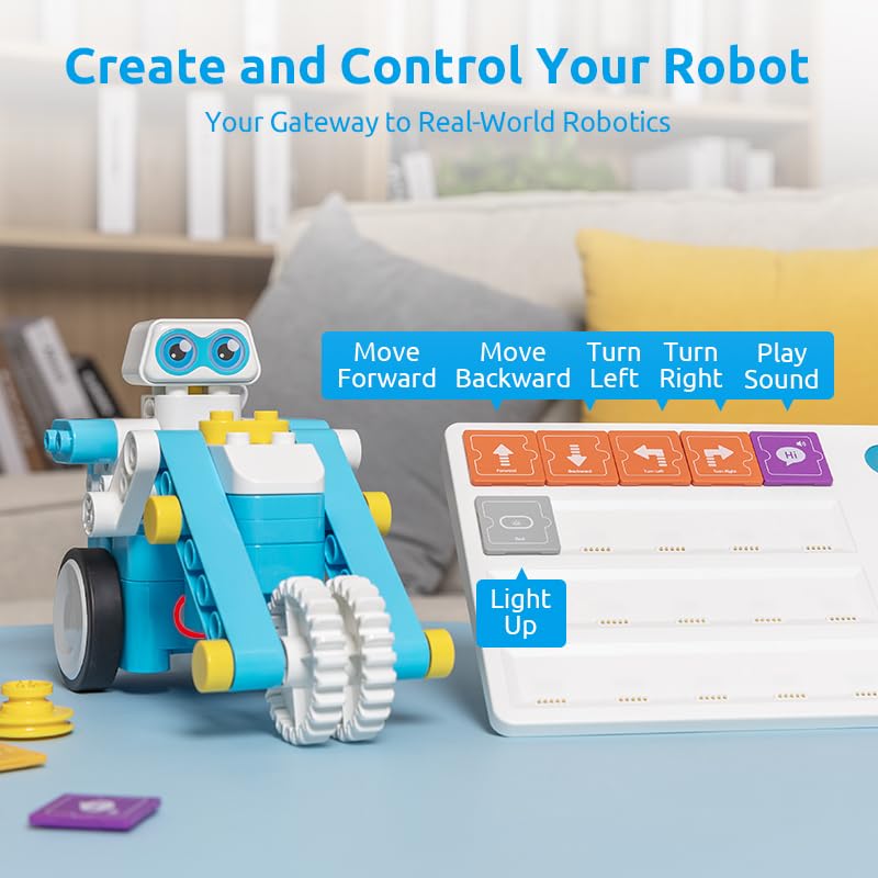 WhalesBot C3 Pro 12-in-1 Remote Control & Coding Robot Kit for Kids 4+, Advanced Smart Panel & Cards Programming, Educational STEM Toy, Block Building Set with Controller & Motor for Kids 4-6, 5-7 - style: WhalesBot C3 Pro Coding Robot