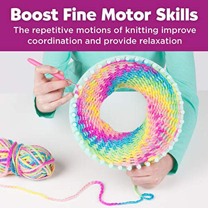 Creativity for Kids Quick Knit Loom Kit - Knitting Kit for Kids, Make Your Own Pom Pom Hat and Accessories, Knitting Loom Crafts for Kids - style: Hat & Cup Cozy