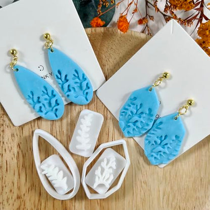 Xaekicr 5pcs Leaf Texture Polymer Clay Cutters – Clay Cutters for Earrings, Geometric Teardrop Shape Clay Tools, Clay Molds for Polymer Clay Jewelry DIY - color: 2L color