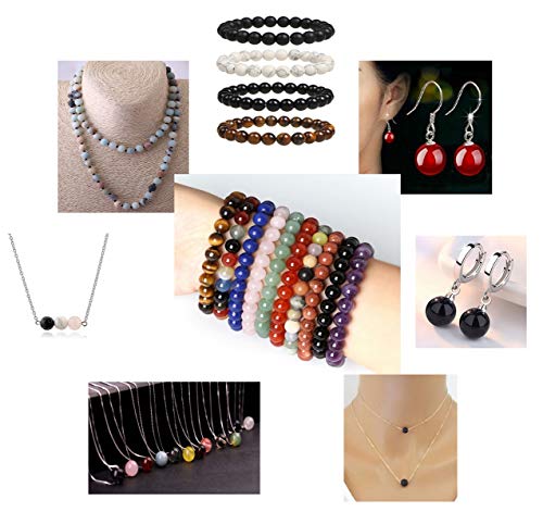 Natural Stone Beads 100pcs Round Genuine Real Stone Beading Loose Gemstones Hole Size 1mm DIY Smooth Bead for Bracelet Necklace Earrings Jewelry Making (Amethyst Purple, 6mm) - color: Amethyst Purple, size: 6mm