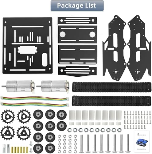 Smart Robot Car Chassis Kit Full Metal Big Tank Chassis with 2WD Motors for Arduino Raspberry Pi Jetson Python DIY Smart Car Learning Kit (Black, with Encoder Motor) - color: Black1