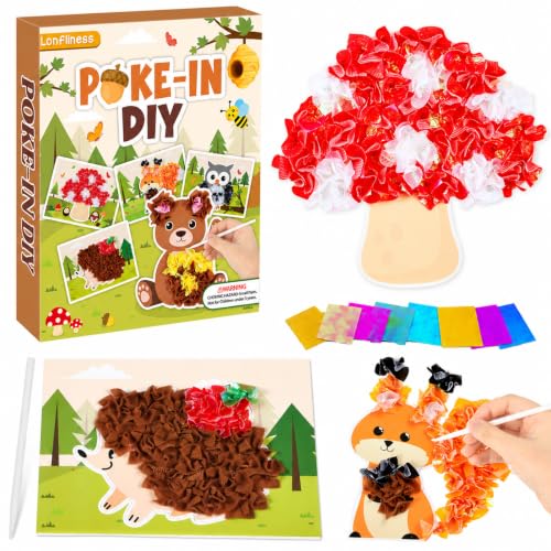 Lonfliness 8Pcs Forest Animal Poke in Craft Kits for Kids Mess Free DIY Art - style: Forest