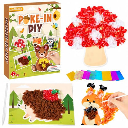 Lonfliness 8Pcs Forest Animal Poke in Craft Kits for Kids Mess Free DIY Art - style: Forest
