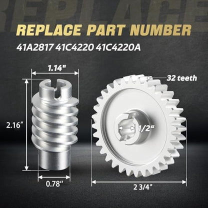 Upgrade Aluminum Alloy Drive and Worm Gear Kit Compatible with LiftMaster Craftsman Chamberlain Master Mechanic Garage Master Door Opener Access System Replace# 41A2817 41C4220 41C4220A