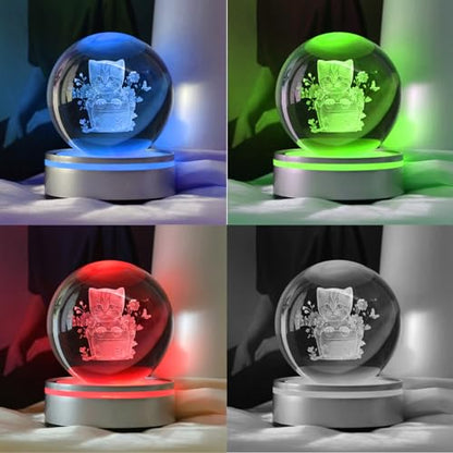 IFOLAINA Cat Themed Gifts for Women 3D Crystal Ball for Her Mom Girls - color: Flower Pot Cat