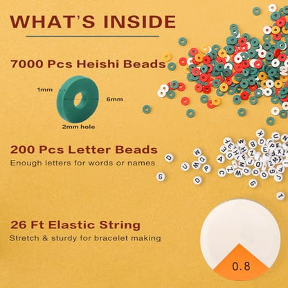 ADIIL 7200pcs Clay Beads Bracelet Making Kit, 6mm Polymer Heishi Beads for Jewelry Making, Friendship Bracelet Kit Birthday Gift for Adults Christmas - color: Christmas