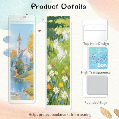 60 Pack Clear Bookmark Sleeves, 5.7 x 1.81in Bookmark Holders with Hole - color: Bookmark Sleeve/60pcs