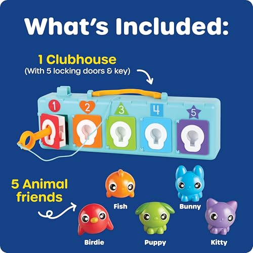 Learning Resources Lock & Key Clubhouse, Counting and Fine Motor Games, Combination Lock Toy, Montessori Activity Center for Kids, Preschool Learning Activities, Boy and Girls Gifts