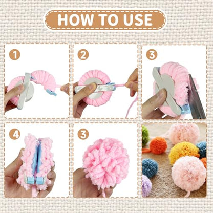 Cesilili Beginner Knitting Loom Set (4/6/8/10in) with 4 Pompom Makers
