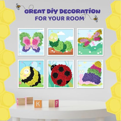 jackinthebox Poke Art Bugs Craft Kit for Kids, Girls, Toys, Gifts, Ages 4-8 - style: Bugs