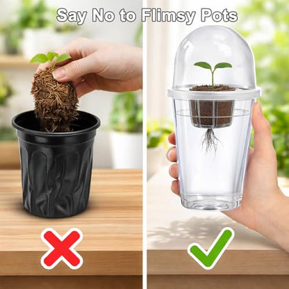 12 Pack 5in1 Seed Starter Cup Kit With Dome,Propagation Cups Self Watering
