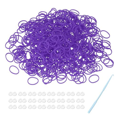 MECCANIXITY 600 Pcs Loom Rubber Bands Kit with 25 Pcs S-Clips 1-Hook Rubber Bands Refill Bracelet Making Kits for Weaving DIY Handcrafts Gift, Purple - color: Purple