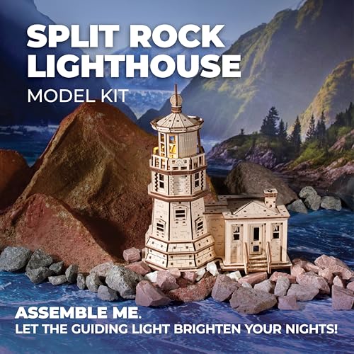 UGEARS Split Rock Lighthouse 3D Wooden Puzzles for Adults – Wooden Model Kits for Adults, Crafts for Adult, Model Kits to Build, Wooden 3D DIY Model Brain Teaser, Hobby Set