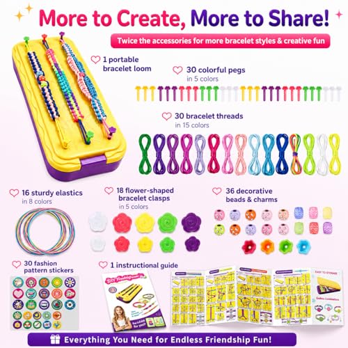 DDAI Arts and Crafts for Kids Age 8-12 Friendship Bracelet Making Kit for Girls - Best Birthday Gifts Ideas for Girl 7 9 10 11 Year Old - Popular Bracelets String Maker Toys Set - color: Purple
