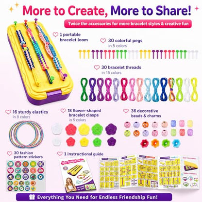 DDAI Arts and Crafts for Kids Age 8-12 Friendship Bracelet Making Kit for Girls - Best Birthday Gifts Ideas for Girl 7 9 10 11 Year Old - Popular Bracelets String Maker Toys Set - color: Purple