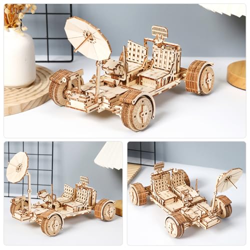 3D Wooden Puzzle for Adults, Lunar Rover Wooden Model Building Set, Self Assembly Mechanical Lunar Roving Vehicle Construction Craft Set, DIY Lunar Terrain Vehicle Wood Model Gift, 388 PCS - style: Lunar Rover